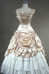 Champagne Cotton Square Collar Cap Sleeves Multi-Layer Classic Victorian Lolita Prom Dress